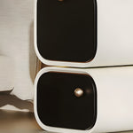 Load image into Gallery viewer, Elegant Two-Tier Nightstand with Rotating Drawer and Modern Minimalist Design
