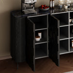 Load image into Gallery viewer, 59" Modern Black Geometric Sideboard Cabinet with Sculpted Front Panels
