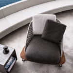 Load image into Gallery viewer, Modern Outdoor Lounge Chair with Handwoven Rope Backrest and Solid Wood Base
