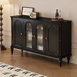 Load image into Gallery viewer, 59.1'' Modern Black Sideboard Cabinet Arched Glass Door Storage Buffet Cabinet for Dining Room
