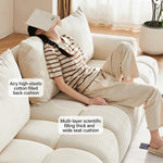 Load image into Gallery viewer, Modern Channel-Tufted Snow Velvet Sofa with Latex Cushioning
