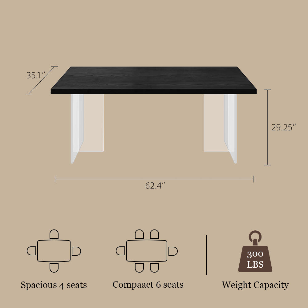 54.6''Dining Table Set with Boucle Chairs, Artistic Base, Space-Saving Design