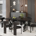 Load image into Gallery viewer, Modern Black Dining × Gray &amp; Gold Sideboard Minimalist Luxury Dining Room Bundle
