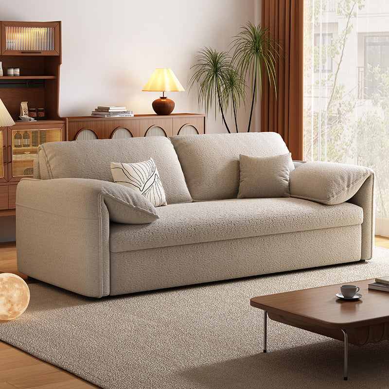 70.9" Beige Sleeper Sofa with 3.9" Thick Spring Mattress Modern Space-saving Design