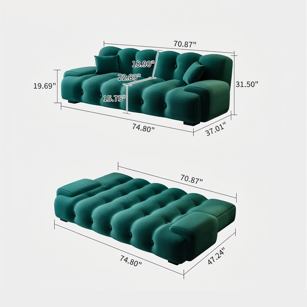 Modern Tufted Velvet Sofa Bed Convertible Sleeper Couch