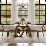 Load image into Gallery viewer, Modern Sculptural Dining Table with Marble-Effect Top &amp; Artistic Wooden Base
