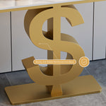 Load image into Gallery viewer, Elegant Gold Sign Base Console Table with Marble Top
