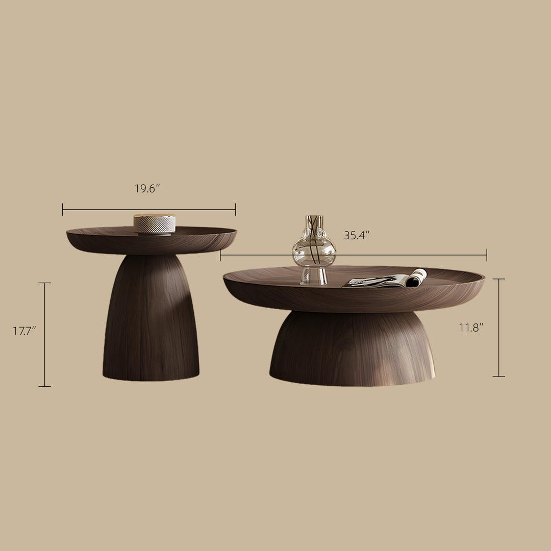 Modern Contemporary Walnut Nesting Coffee Table Set for Living Room