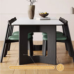Load image into Gallery viewer, Rectangular Dining Table Solid Wood Legs Walnut Veneer Sintered Stone Top Modern Design
