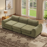 Load image into Gallery viewer, 101&#39;&#39;Convertible Sofa Bed Three Seater Olive Green Upholstered Tufted Cushion Modern Curved Arm Modular Design

