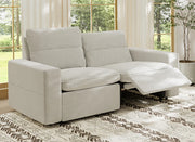 Power reclining sofa with adjustable footrest for relaxed seating comfort