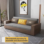 Load and play video in Gallery viewer, Solid Wood Convertible Sofa Bed with Storage &amp; Dining Table Function Foldable Multi-Functional Sofa for Modern Living
