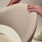 Load and play video in Gallery viewer, Modern Minimalist Dining Chair Set of 2 Elegant Cream Upholstery &amp; Sculpted Wood Frame
