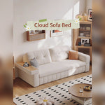 Load and play video in Gallery viewer, Modern Fabric Sofa Bed with Pull-Out Sleeper &amp; Side Table Convertible Couch for Living Room
