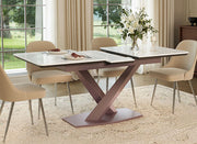 Slide-out extension dining table expanded to accommodate additional guests